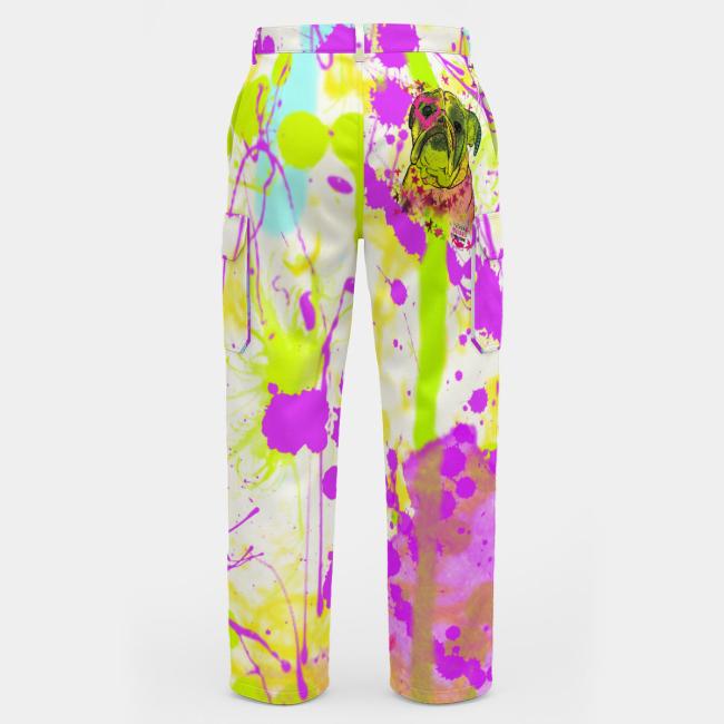 Cargohose mit Cindy - Hose, lang oder kurz, bunt, 100% Polyester, Grösse S-5XL, fester Stoff, Normale Passform, Englische Bulldogge, Bully